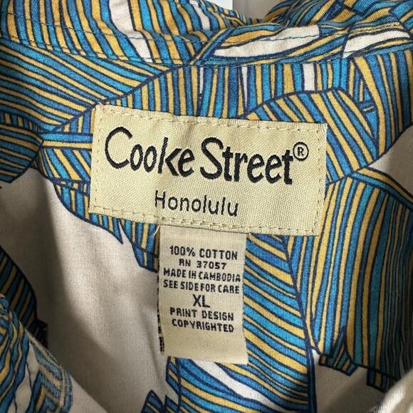 Cooke Street Honolulu Hawaiian Shirt 100% Cotton Men's XL Tropical Leaf Print - Picture 2 of 8